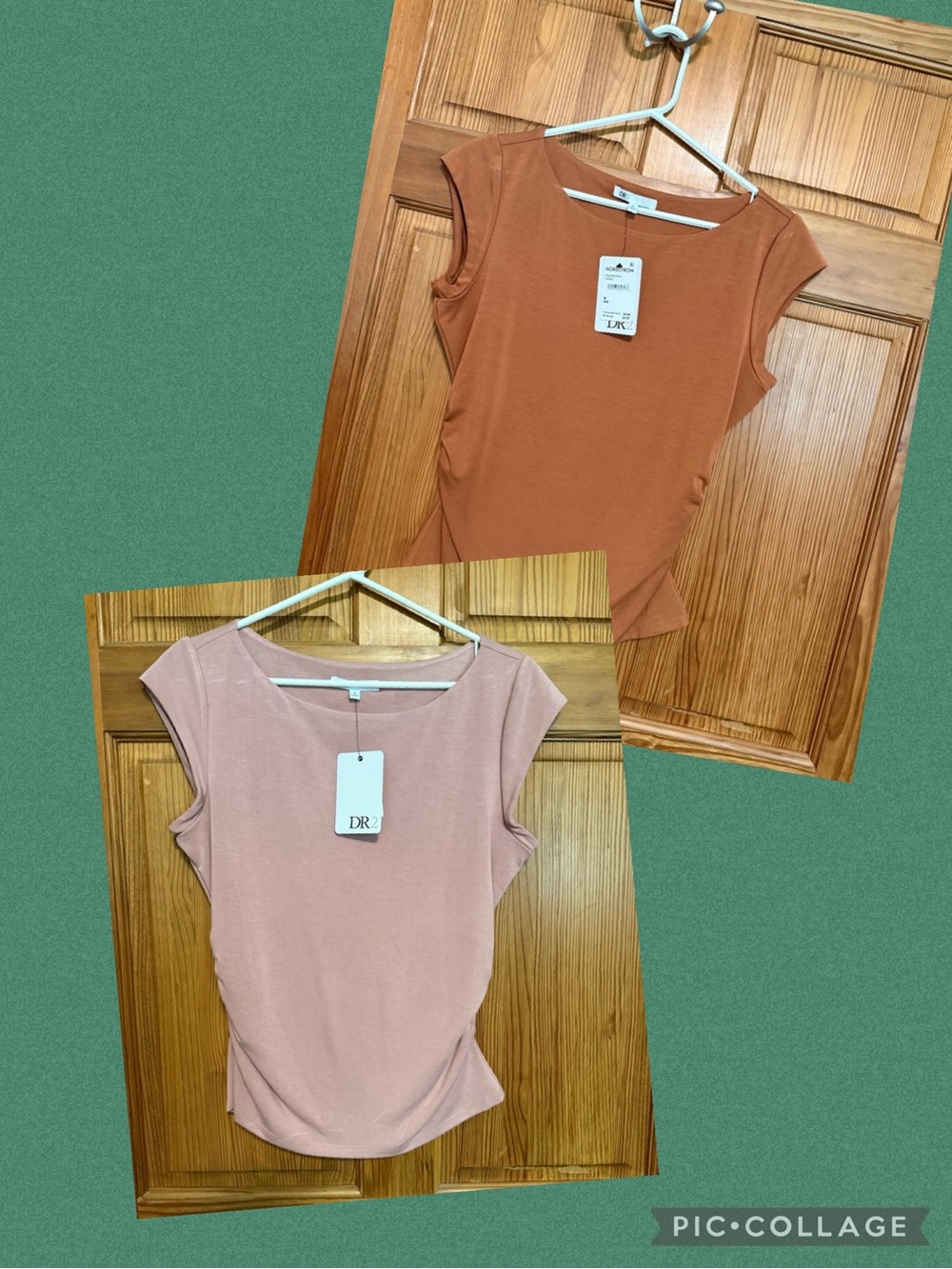 Two Tops: Women's Rose & Rust Blush Cap Sleeve Scoop Neck Tops